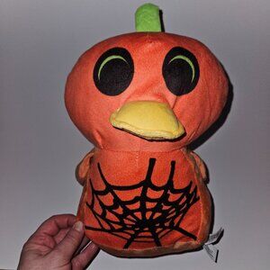 Orange Duck Plush 11" Stuffed Animal Toy Halloween Black Spiderweb A&A Global